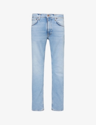 Shop Nudie Jeans Lean Dean Slim-leg Mid-rise Stretch-denim Jeans In Warm Days Blue