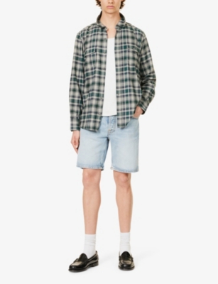 Nudie Jeans Mens Seasalt Seth Brand-patch Regular-fit Denim Shorts In Seasalt