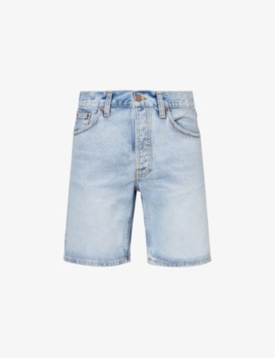 Shop Nudie Jeans Men's Seasalt Seth Brand-patch Regular-fit Denim Shorts