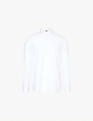 EMPORIO ARMANI: Slim-fit long-sleeve checked cotton-poplin shirt