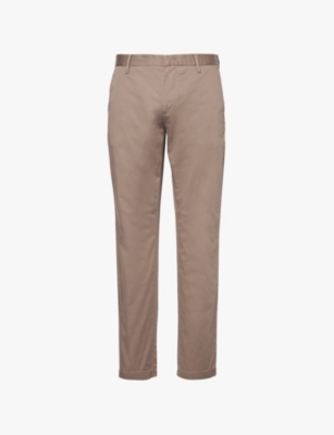 EMPORIO ARMANI: Regular-fit tapered-leg mid-rise stretch-cotton trousers