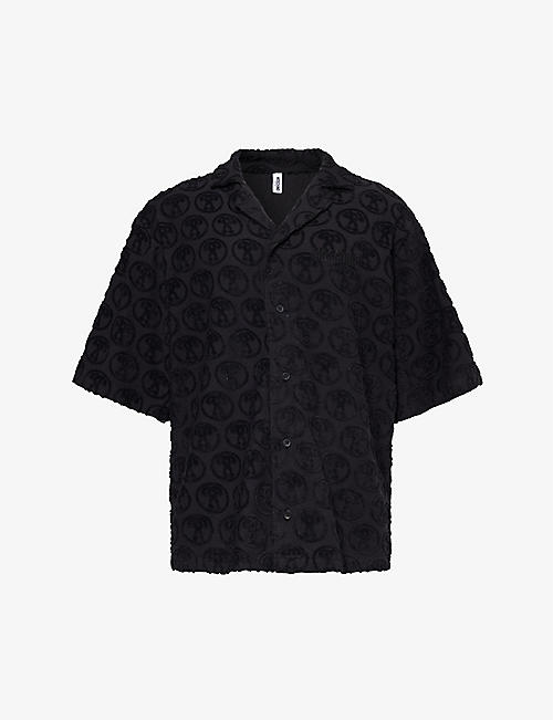 MOSCHINO: Branded short-sleeved cotton-blend shirt