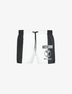 MOSCHINO Branded print drawstring waist swim shorts Selfridges