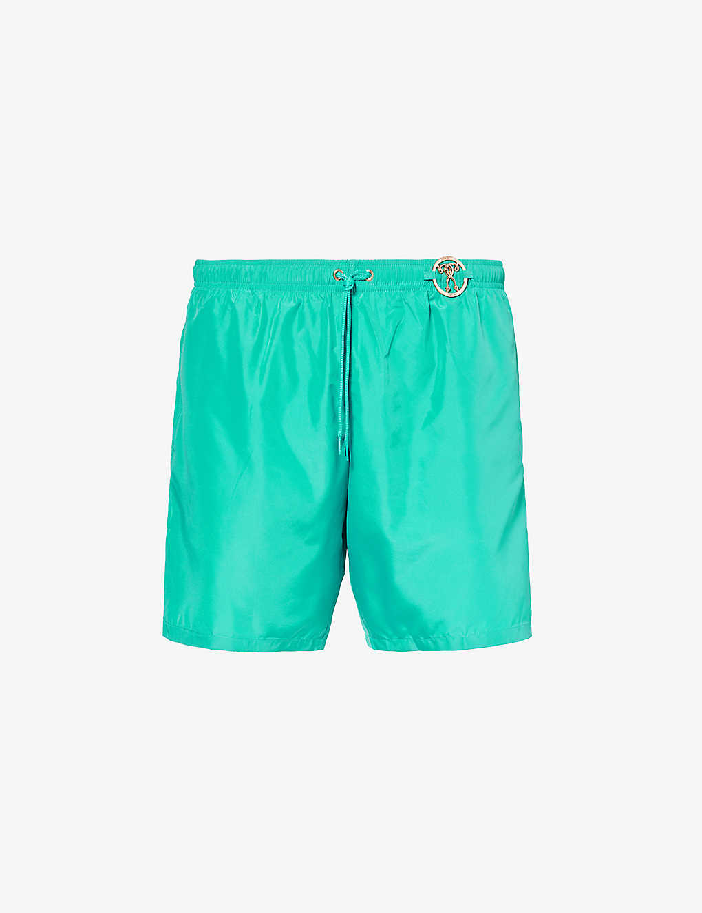 Moschino Mens Green Branded-hardware Drawstring-waist Swim Shorts