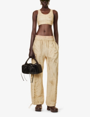 Shop Acne Studios Womens Oat Beige Paginol Linen And Cotton-blend Cargo Trousers