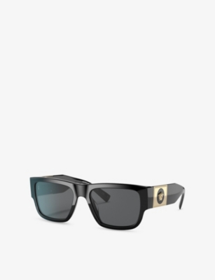 Versace Womens Ve4406 Rectangle-frame Acetate Sunglasses Black In Black