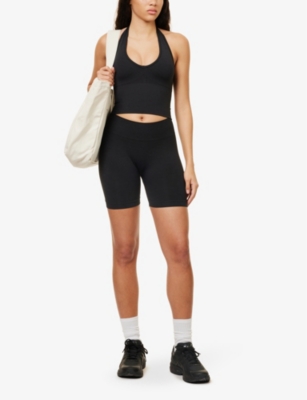 We Are Tala Womens Black Marl Sculpt Seamless High-rise Stretch-recycled Polyamide And Polyester Sho In Black Marl