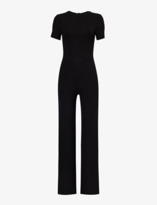 Shop We Are Tala Omens Shadow Black 365 Wide-leg Stretch-woven Jersey Jumpsuit