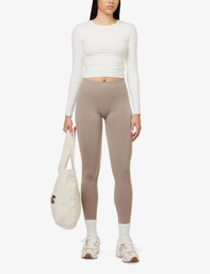 We Are Tala Womens Coconut Milk 365 Long-sleeve Stretch-woven Jersey T-shirt In Coconut Milk