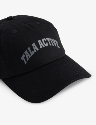 We Are Tala Womens Black Tala Active Brand-print Recycled-cotton Baseball Cap In Black