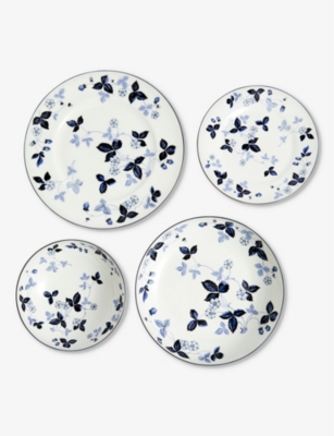 WEDGWOOD: Wild Strawberry floral-print bone-china four-piece set