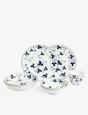 WEDGWOOD: Wild Strawberry Inky Blue 8-Piece bone-china dinnerware set