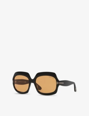 Tom Ford Womens Black Tr001878 Irregular-frame Acetate Sunglasses In Black