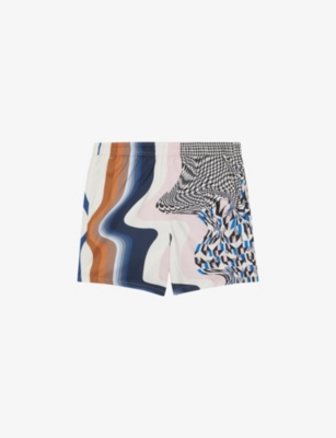 TED BAKER: Toras mixed-print regular-fit stretch-woven swim shorts