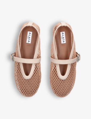 AZZEDINE ALAIA: Ballerina cut-out faux-leather ballet flats