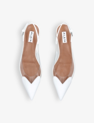 Shop Alaïa Womens Azzedine Alaia Le Coeur Leather And Pvc Slingback Flats In White