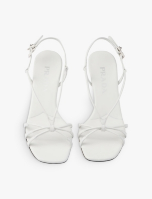 PRADA WOMENS PRADA SQUARE-TOE STRAP LEATHER SANDALS 