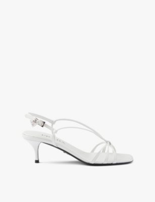 Prada Womens White Square-toe Strap Leather Sandals