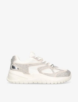 STEVE MADDEN: Aventura crystal-embellished woven low-top trainers