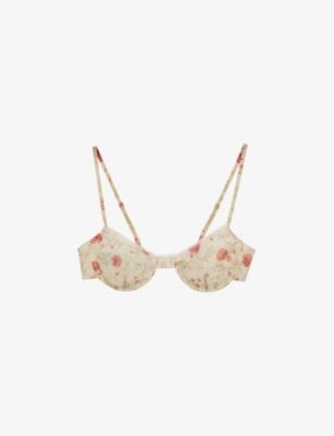 PRADA: Poppy-print fitted nylonette bra