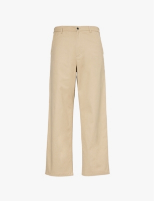 VALENTINO: Brand-plaque relaxed-fit high-rise stretch-cotton trousers