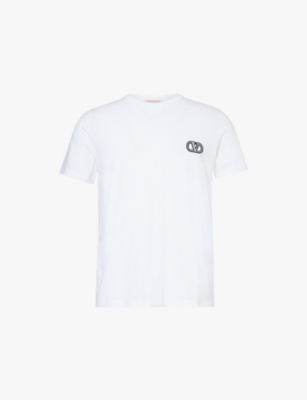 VALENTINO: Logo-embroidered regular-fit short-sleeve  cotton-jersey T-shirt