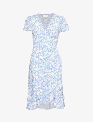 Shop Aspiga Women's Blue/white Chelsea V-neck Woven Mini Dress