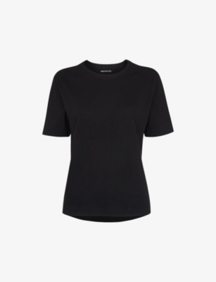 Shop Whistles Womens Black Emily Round-neck Cotton T-shirt