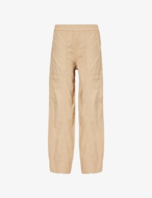 ME AND EM: Patch-pocket tapered mid-rise cotton trousers
