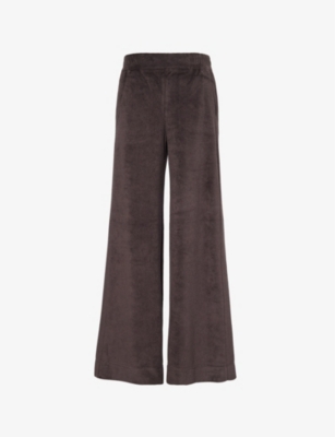 ME AND EM: Towelling-texture high-rise wide-leg cotton-blend trousers