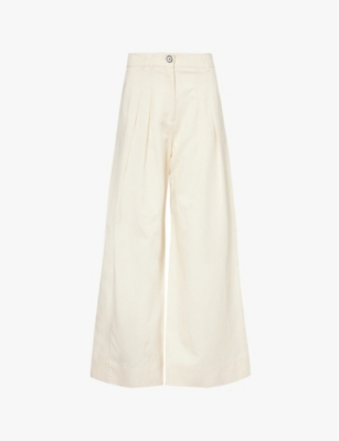 ME AND EM: Pleated wide-leg high-rise woven trousers