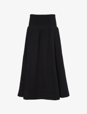 ME AND EM: Cheesecloth-texture flared-hem cotton-poplin maxi skirt