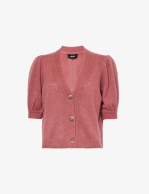 V-neck brushed-texture wool, cashmere and silk-blend cardigan