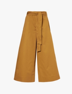 ME AND EM: Self-tie wide-leg high-rise cotton-poplin trousers