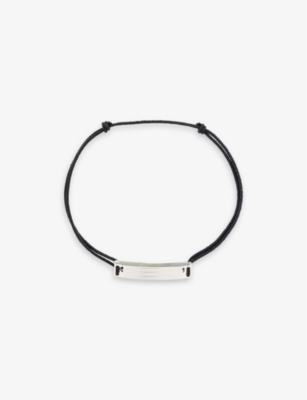 Shop Le Gramme Mens Gordon Logo-engraved Sterling-silver And Cord Bracelet Black