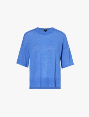 Me And Em Womens Forget-me-not Blue Round-neck Relaxed-fit Wool, Cashmere And Silk-blend Jumper In Forget-me-not Blue