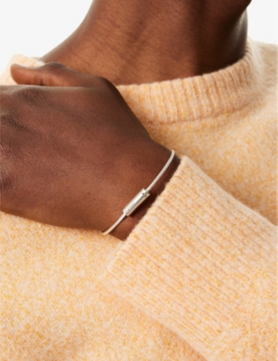 LE GRAMME: Engraved-logo sterling-silver and cord bracelet