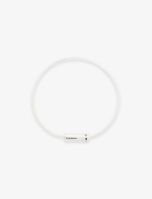 LE GRAMME: Engraved-logo sterling-silver and cord bracelet