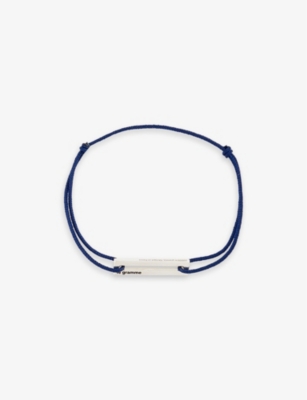 LE GRAMME: Engraved-logo sterling-silver and cord bracelet
