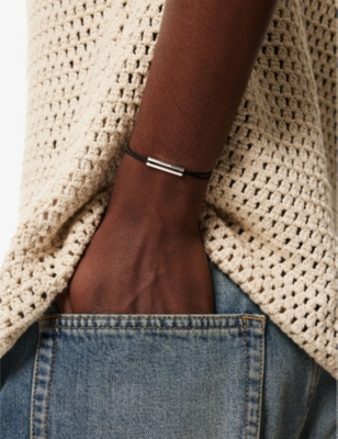 LE GRAMME: Engraved-logo sterling-silver and cord bracelet