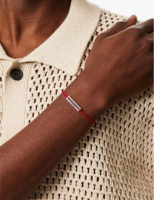 LE GRAMME: Engraved-logo sterling-silver and cord bracelet