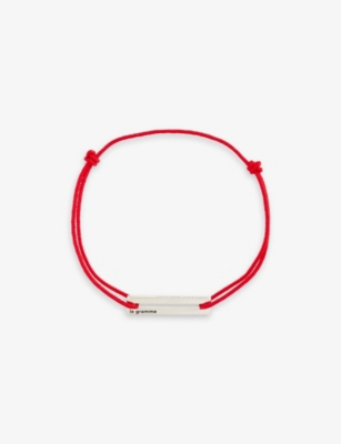 LE GRAMME: Engraved-logo sterling-silver and cord bracelet