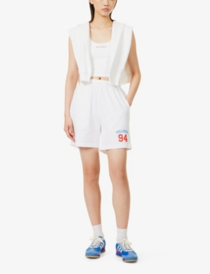 Shop Sporty And Rich Sporty & Rich Women's White Wellness 94 Relaxed-fit Cotton-jersey Shorts