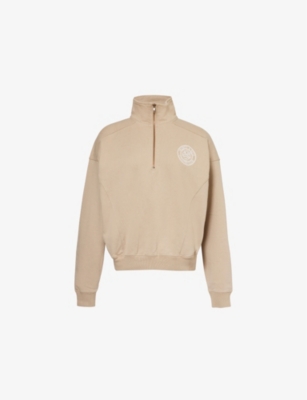SPORTY & RICH - Quarter-zip cotton-jersey sweatshirt | Selfridges.com