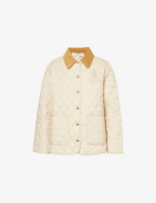SPORTY & RICH: Quilted corduroy-collar shell jacket