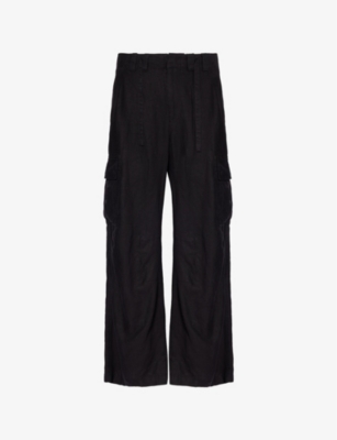DOLCE & GABBANA: Patch-pocket relaxed-fit wide-leg linen cargo trousers