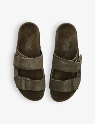 Shop Ancient Greek Sandals Men's Khaki Diogenis Double-strap Suede Sandals