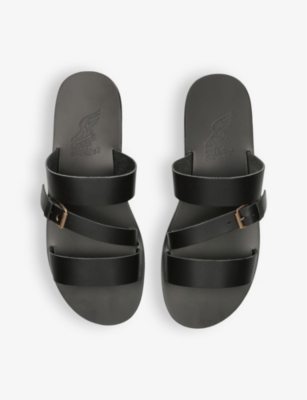 Shop Ancient Greek Sandals Men's Black Ifiklis Triple-strap Leather Sandals