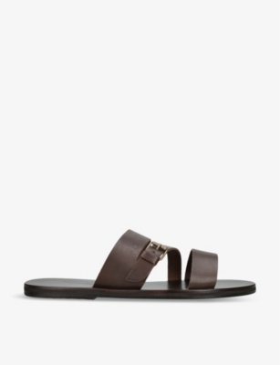 Shop Ancient Greek Sandals Men's Dark Brown Ifilis Buckle-strap Leather Sandals