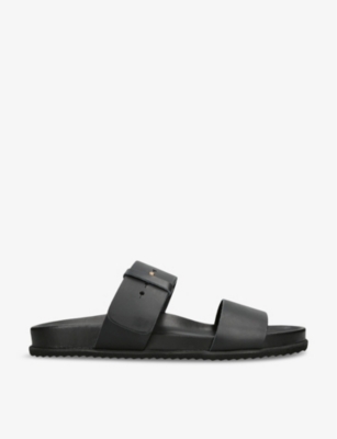 Ancient Greek Sandals Mens Black Kimon Two-strap Leather Sandals